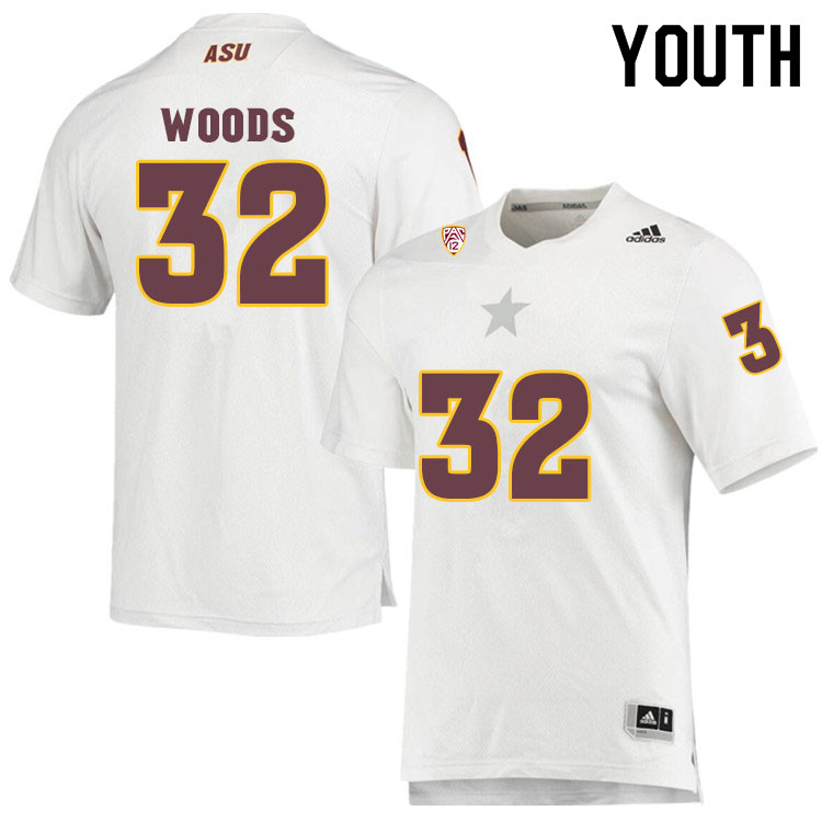 Youth #32 Ed WoodsArizona State Sun Devils College Football Jerseys Sale-White - Click Image to Close